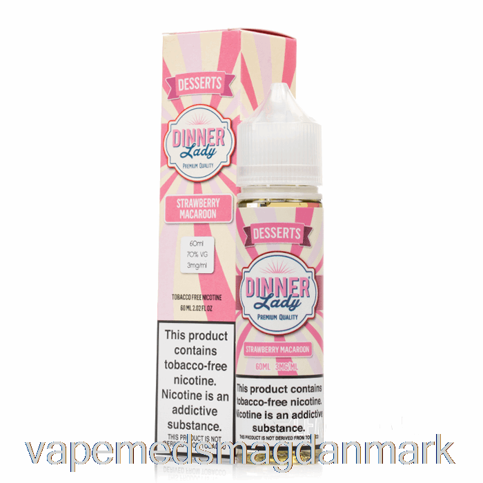 Vape Væske Jordbær Makron - Vape Middag Dame E-væske - 60ml 3mg